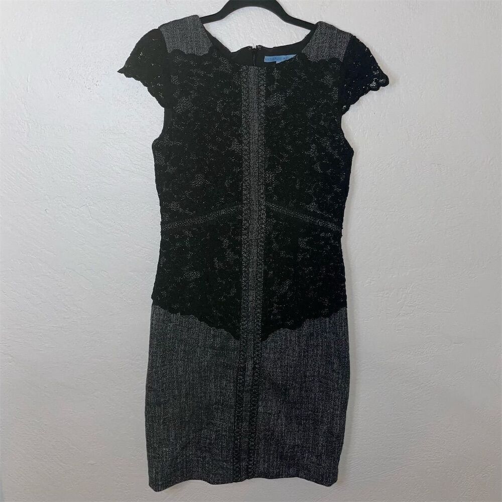 Antonio Melani Women's Black Lace Sheath Dress Size 6 Formal Knee Length